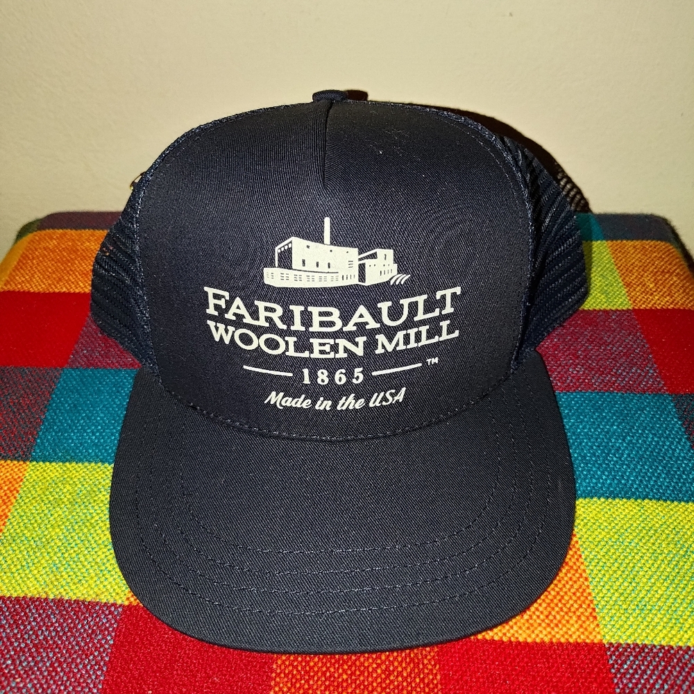 Faribault Woolen Mills Hat Trucker Cap USA Made Snapback OSFM Navy Blue